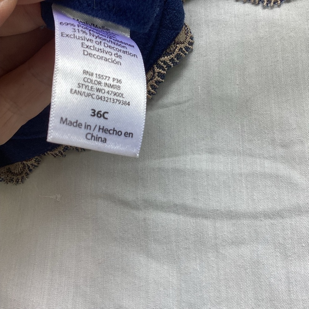 Unbranded blue and silver embroidered floral sheer bra, size 36C - Picture 7 of 7